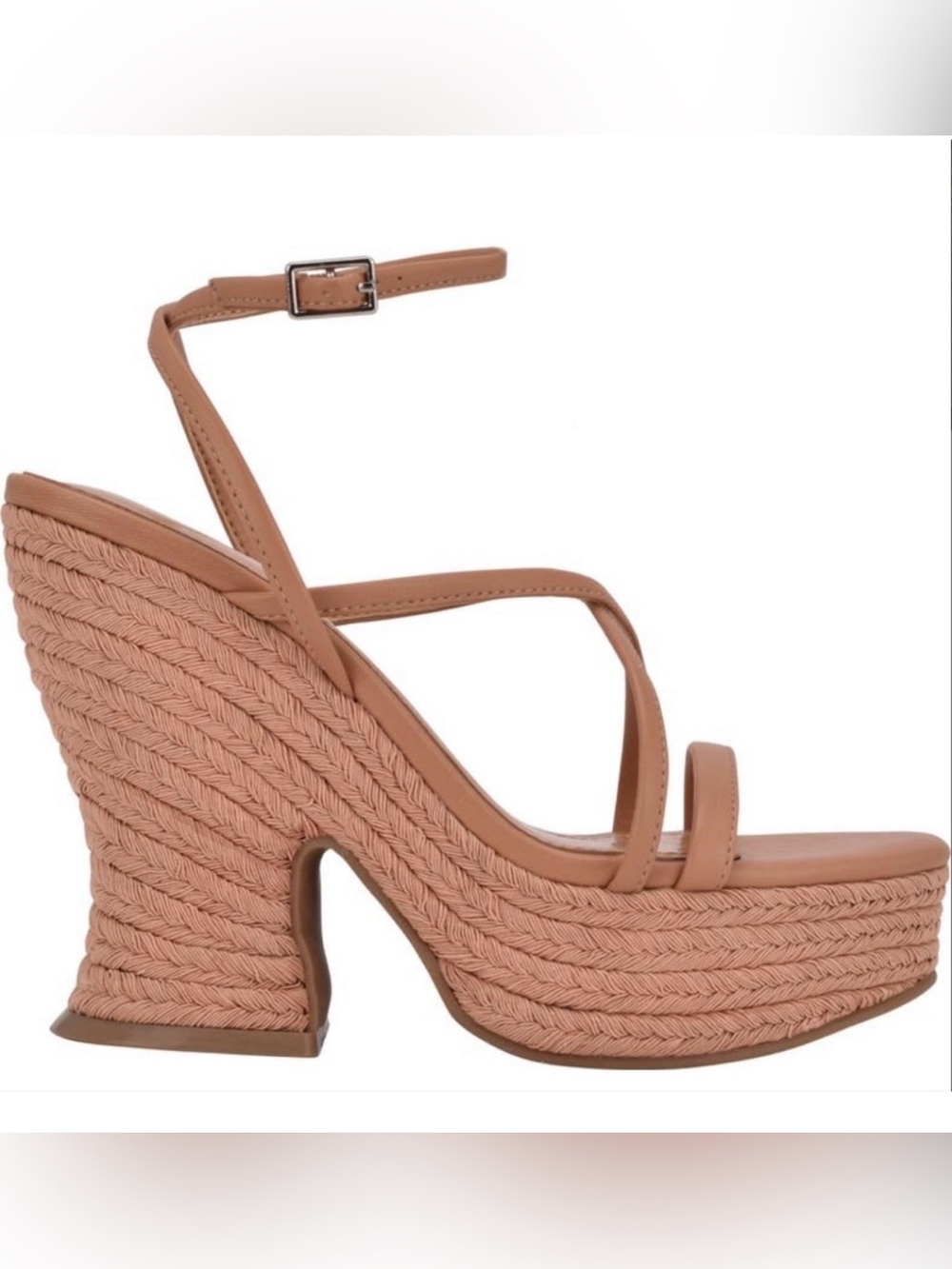 NWOT Marc Fisher Tan Braided Platform Wedge Sandals with Ankle Strap